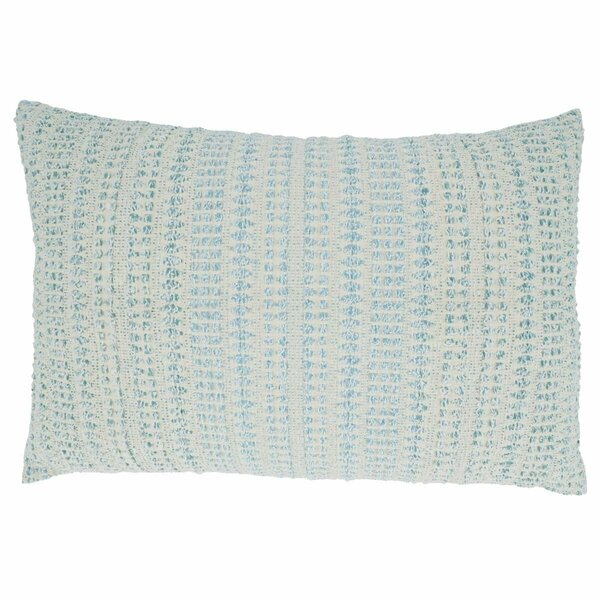 Saro 16 x 24 in. Woven Line Oblong Throw Pillow with Poly Filling, Aqua 840.A1624BP